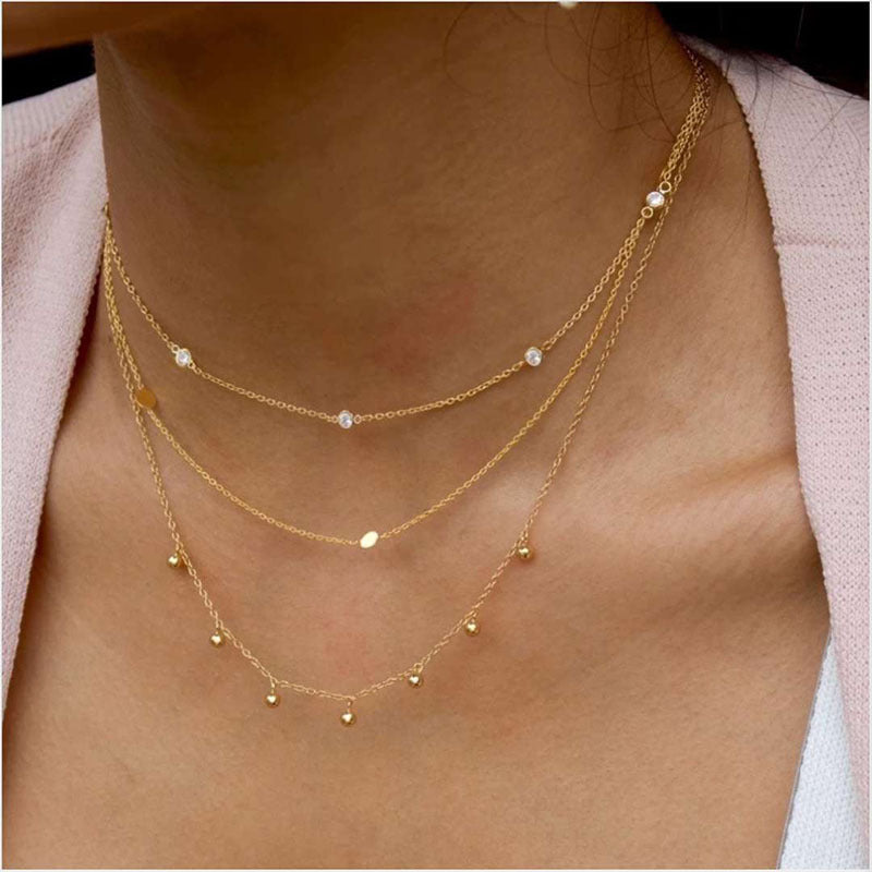 Multilayer Trend Elegant Jewelry Long Snake Chain Crystal St