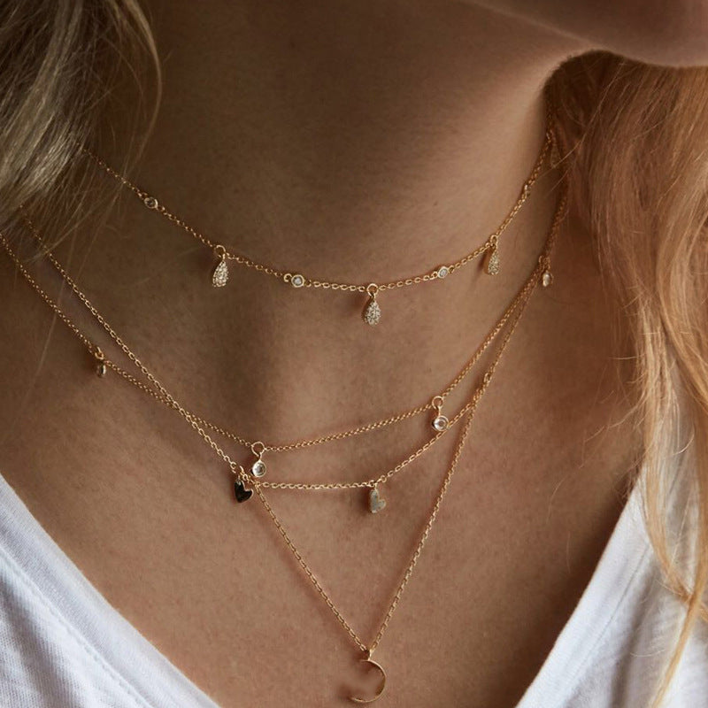 Multilayer Trend Elegant Jewelry Long Snake Chain Crystal St