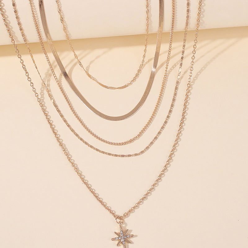 Multilayer Trend Elegant Jewelry Long Snake Chain Crystal St