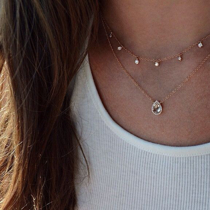 Multilayer Trend Elegant Jewelry Long Snake Chain Crystal St