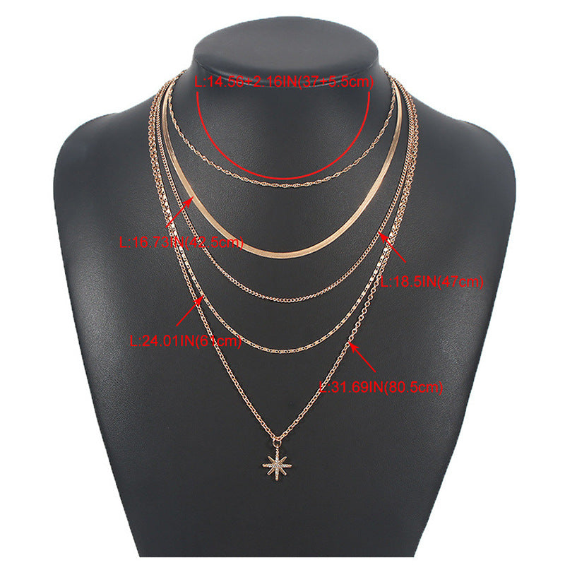Multilayer Trend Elegant Jewelry Long Snake Chain Crystal St