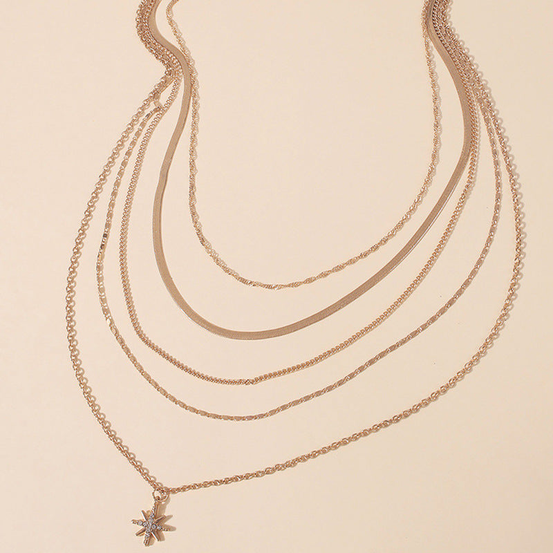 Multilayer Trend Elegant Jewelry Long Snake Chain Crystal St