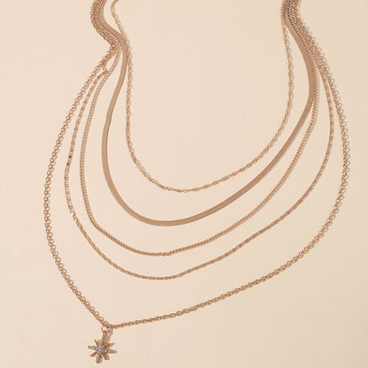 Multilayer Trend Elegant Jewelry Long Snake Chain Crystal St