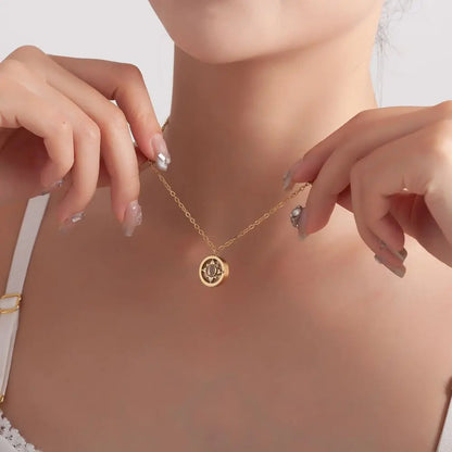 Personalized Stainless Steel Compass Projection Photo Necklace Couple Color Photo Custom Rhinestone Necklace