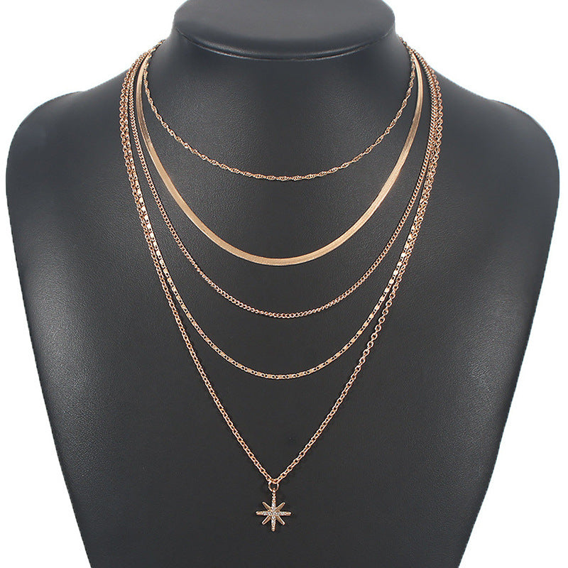 Multilayer Trend Elegant Jewelry Long Snake Chain Crystal St