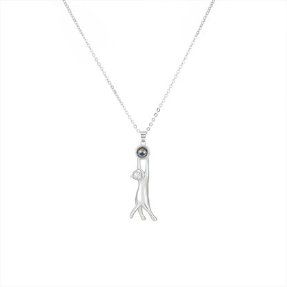 Simple and versatile kitten nano projection pendant with 100 languages I love you in high-definition color photos